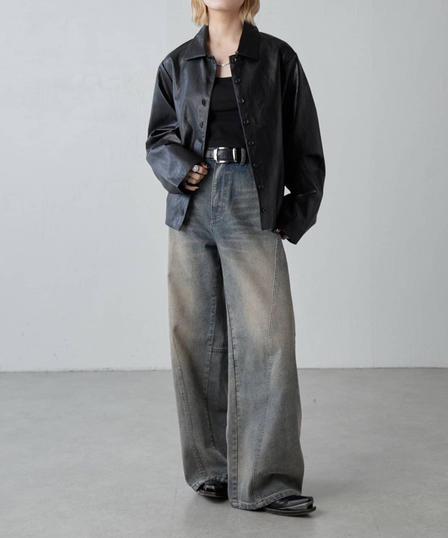 仿皮革襯衫夾克