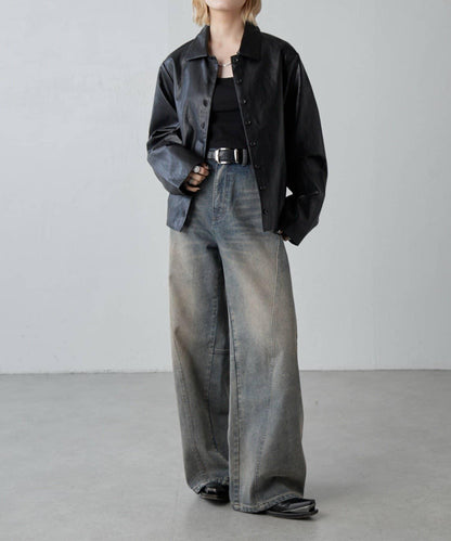 仿皮革襯衫夾克