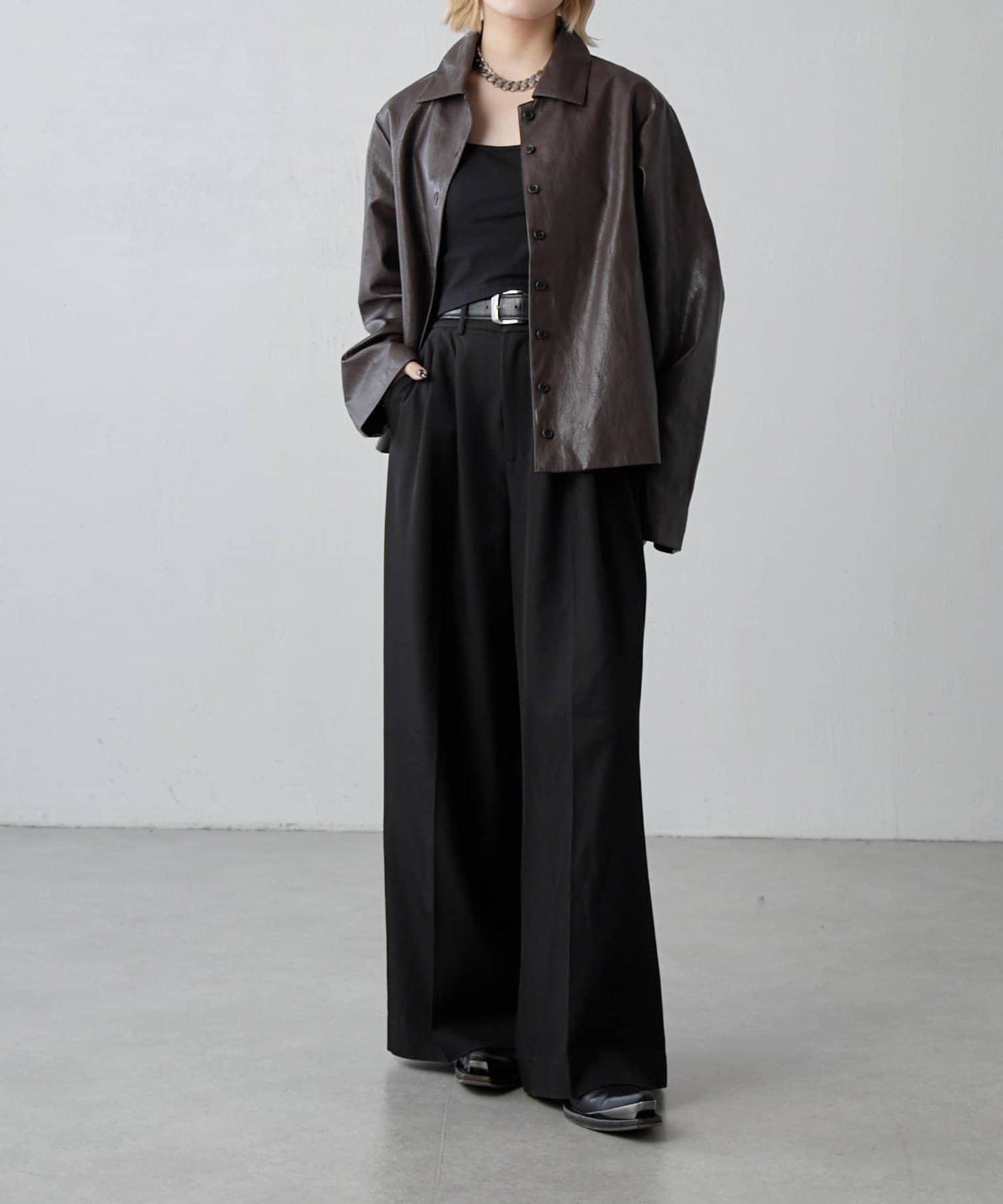 仿皮革襯衫夾克