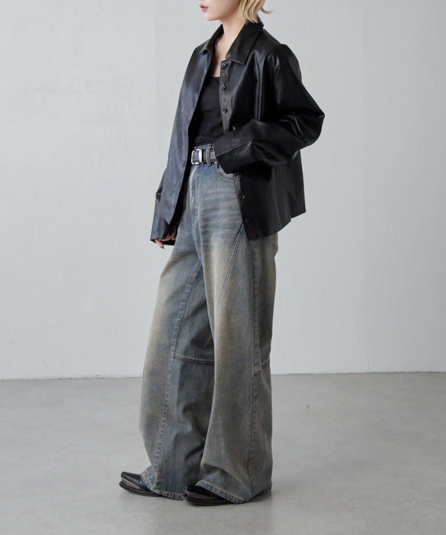 仿皮革襯衫夾克