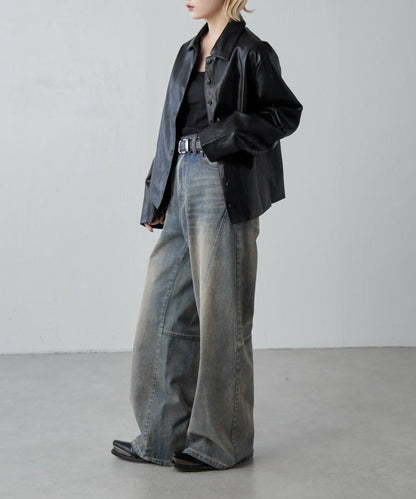 仿皮革襯衫夾克