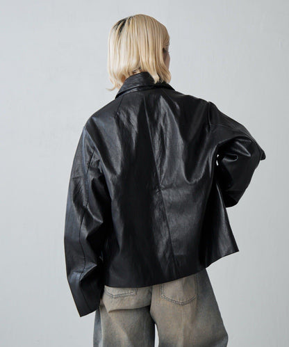 仿皮革襯衫夾克