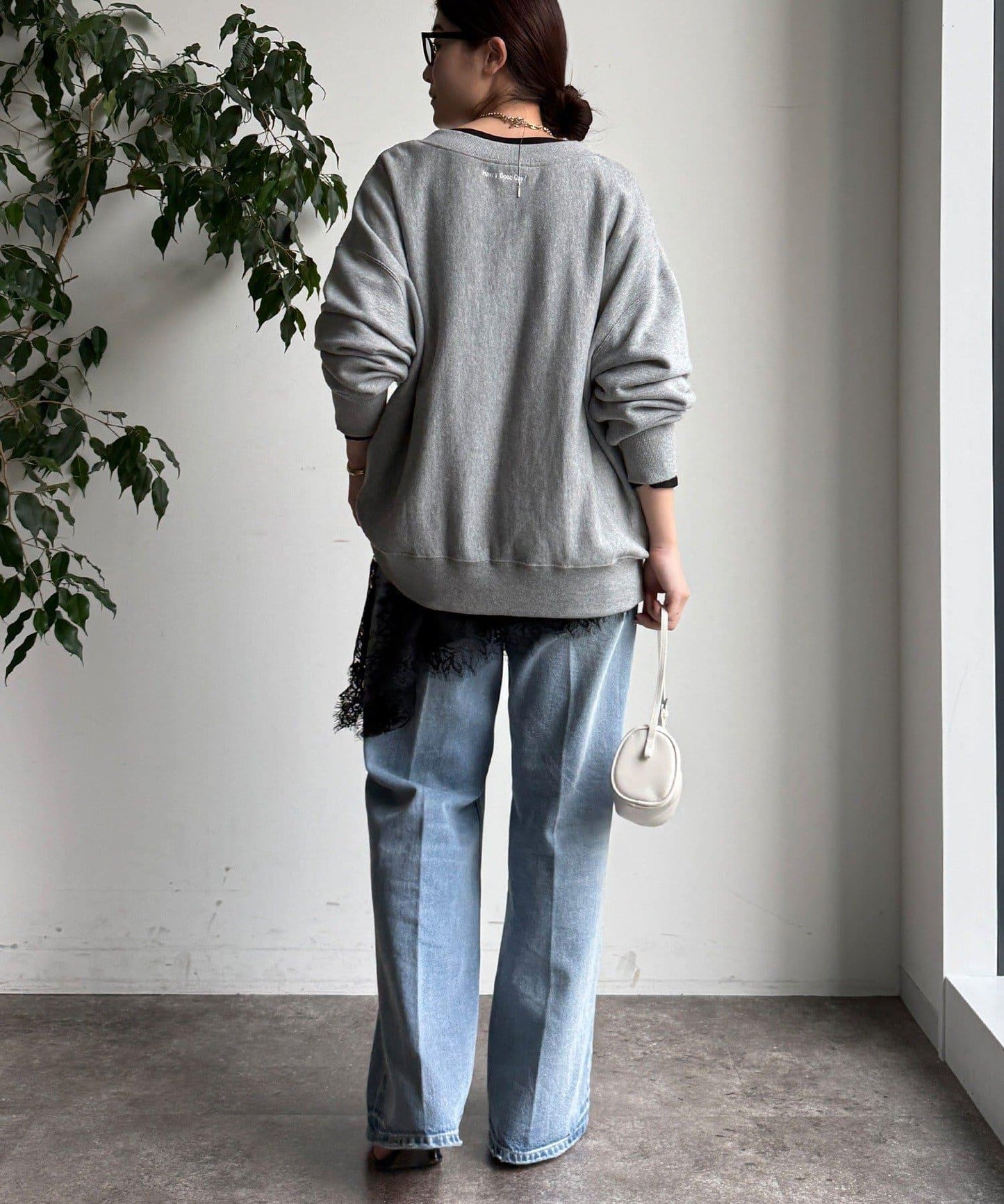 喬其紗不對稱蕾絲拼接襯衫