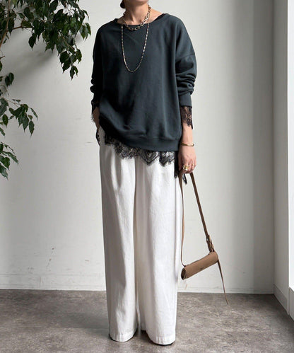 蕾絲拼接下襬長袖T恤