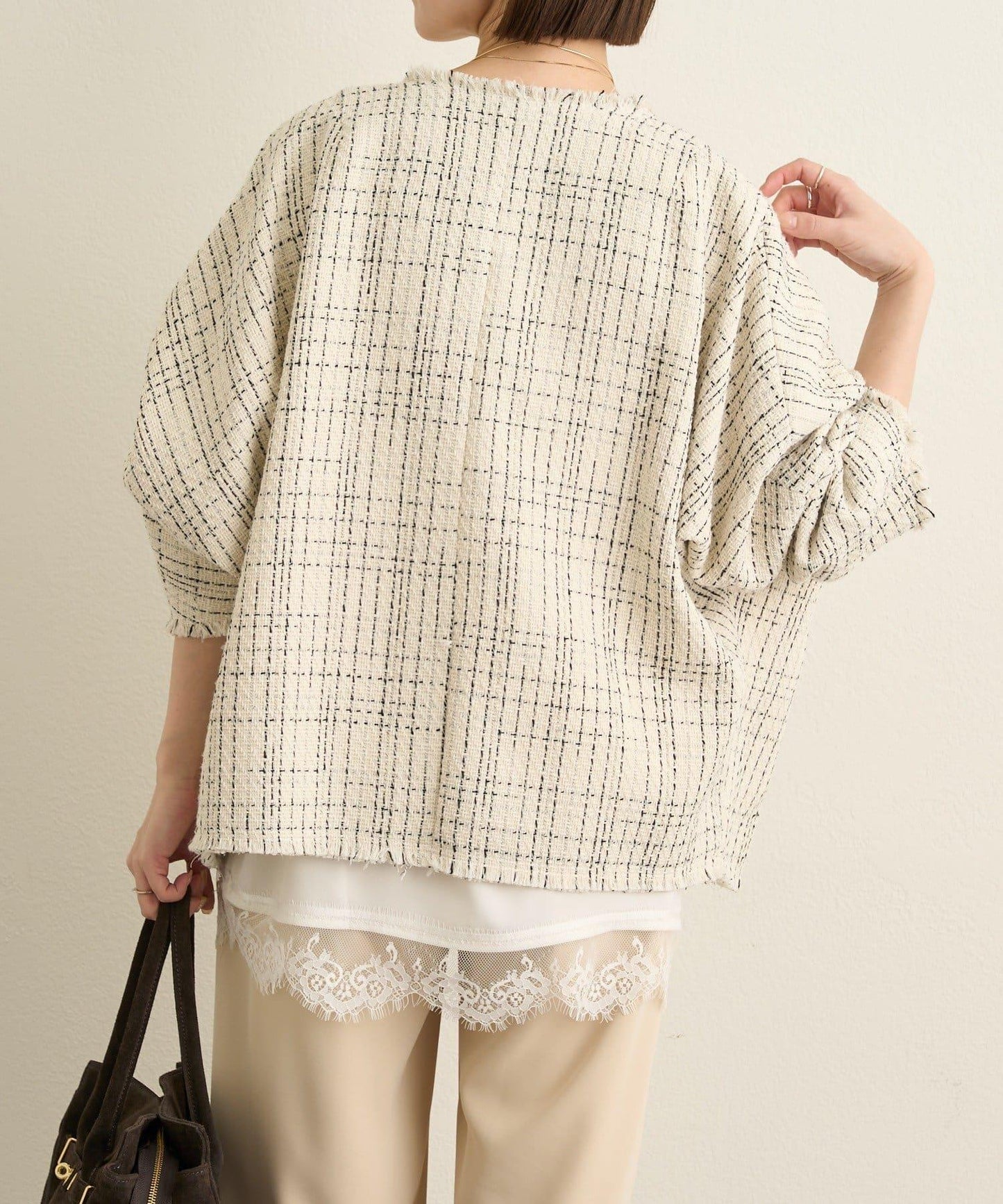 無領粗花呢夾克