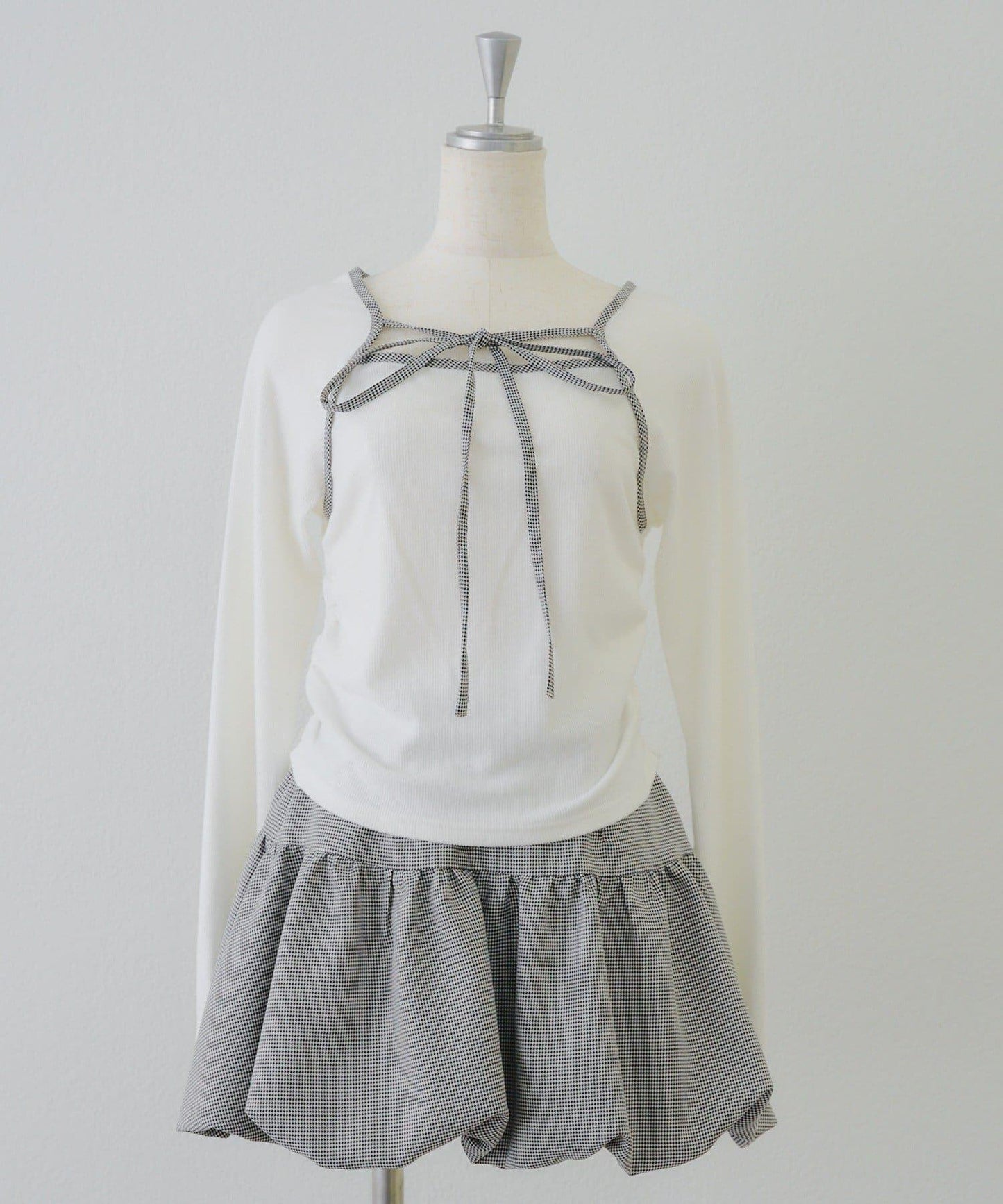 【2026春夏】多穿法上衣+泡泡迷你裙套裝