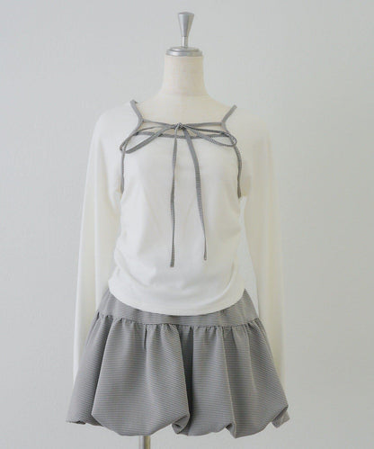 【2026春夏】多穿法上衣+泡泡迷你裙套裝