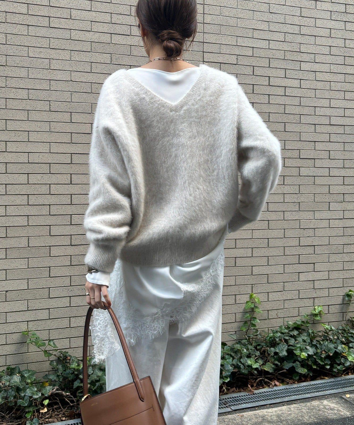 喬其紗不對稱蕾絲拼接襯衫