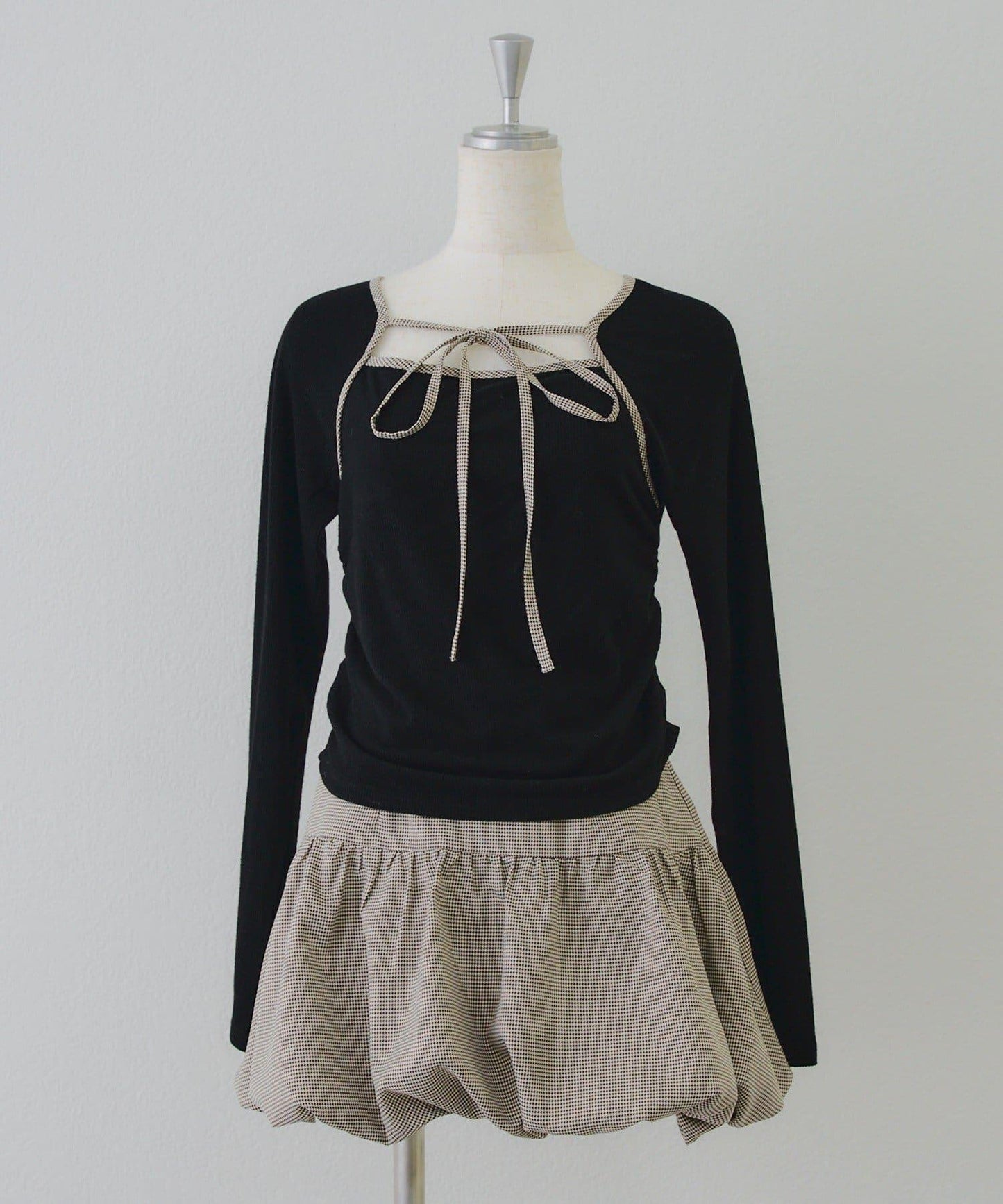 【2026春夏】多穿法上衣+泡泡迷你裙套裝