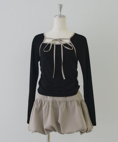 【2026春夏】多穿法上衣+泡泡迷你裙套裝