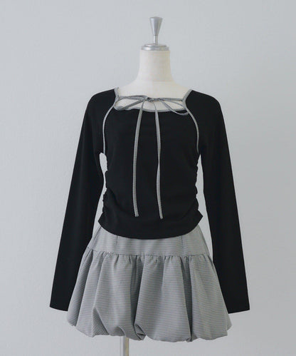 【2026春夏】多穿法上衣+泡泡迷你裙套裝