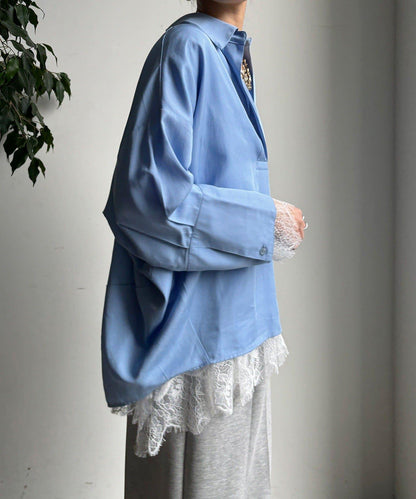 蕾絲拼接下襬長袖T恤