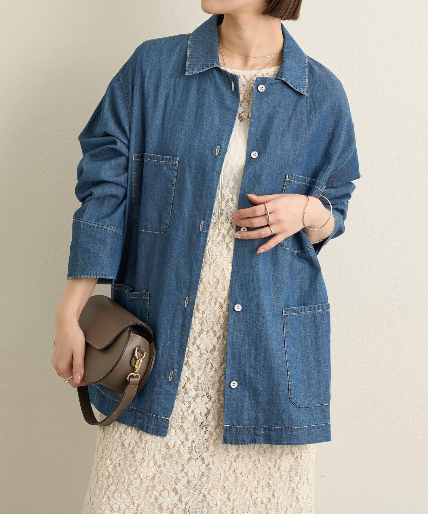 透視牛仔工裝外套