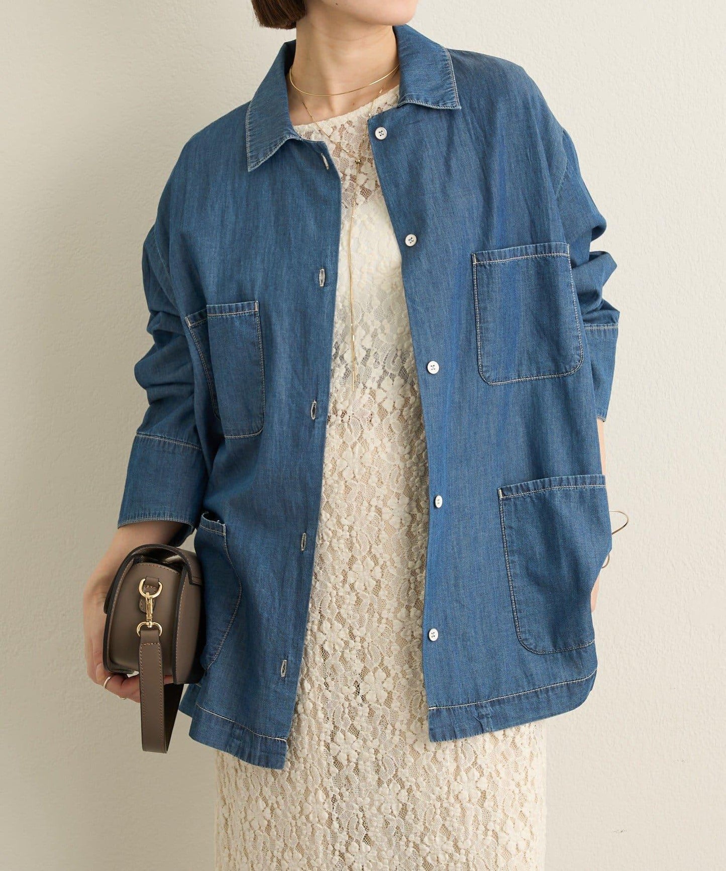 透視牛仔工裝外套