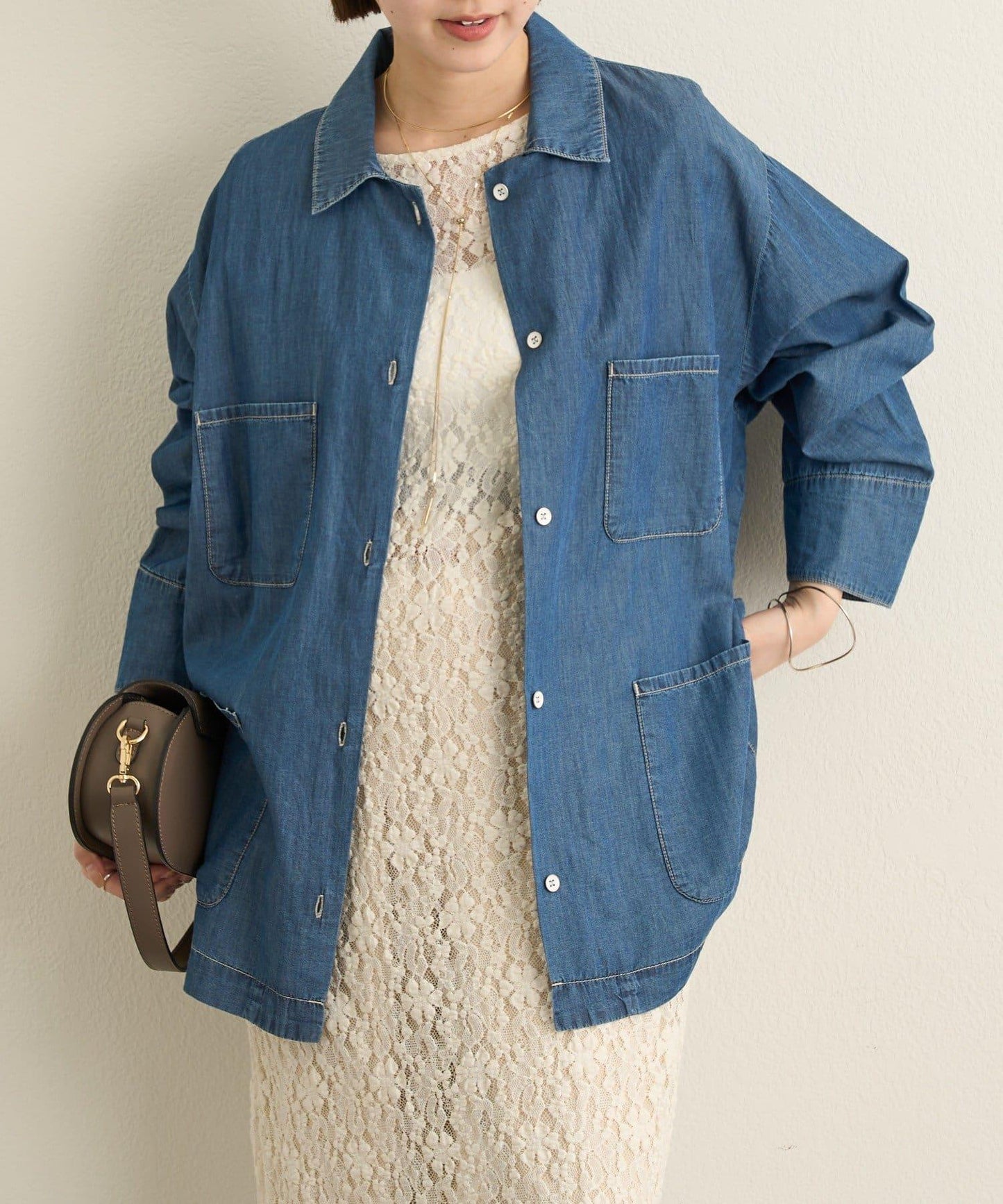 透視牛仔工裝外套