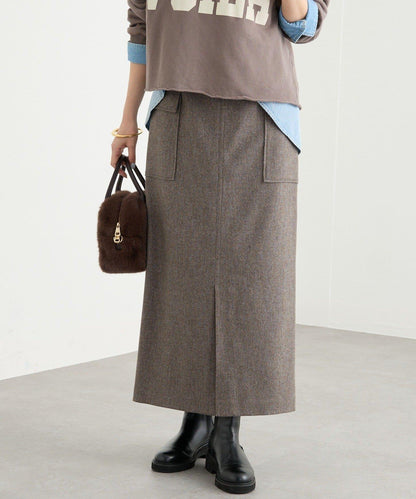 【優雅穿搭】環保斜紋呢口袋半身裙