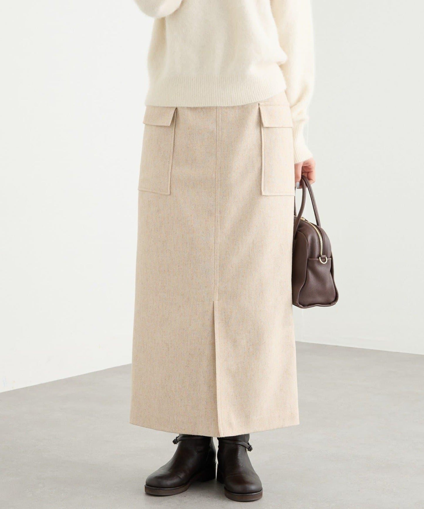 【優雅穿搭】環保斜紋呢口袋半身裙