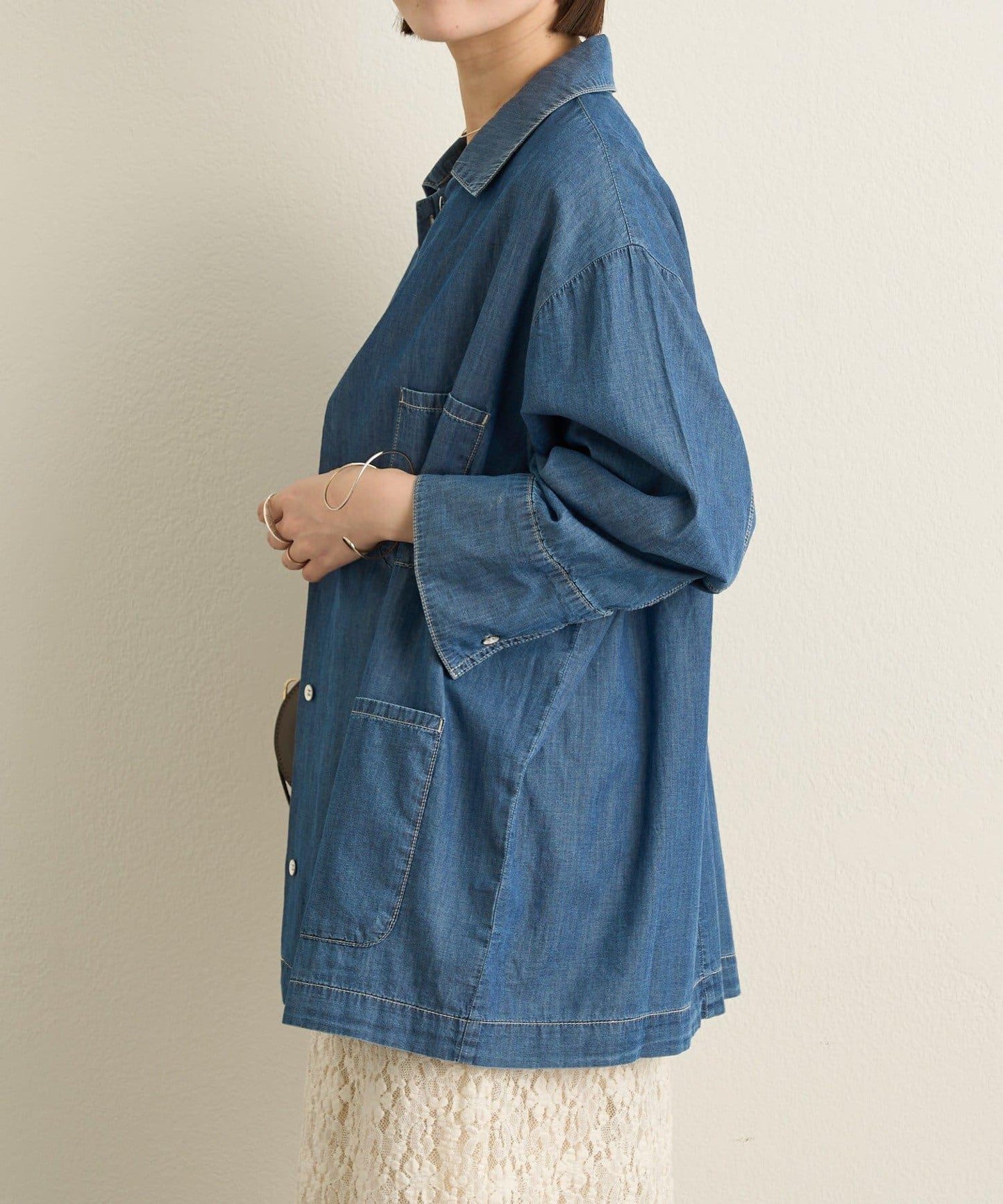 透視牛仔工裝外套