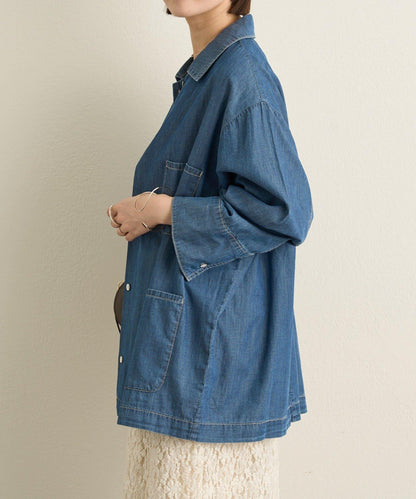 透視牛仔工裝外套