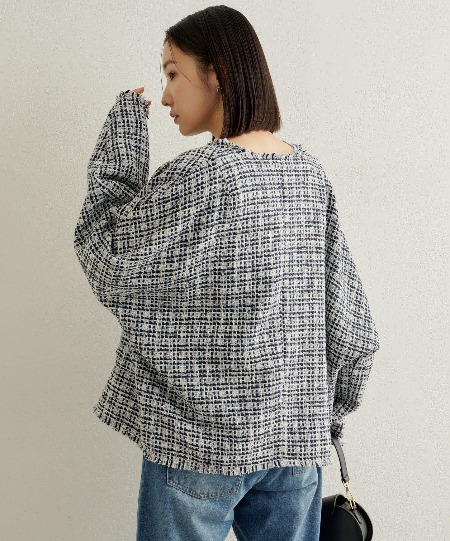 無領粗花呢夾克