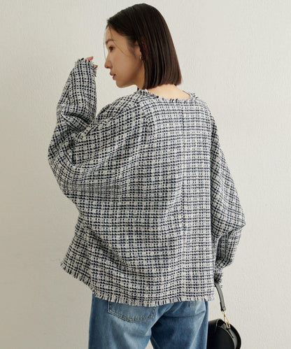 無領粗花呢夾克