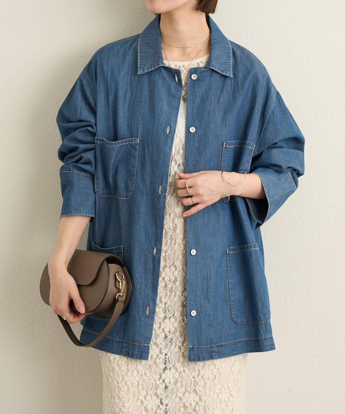 透視牛仔工裝外套