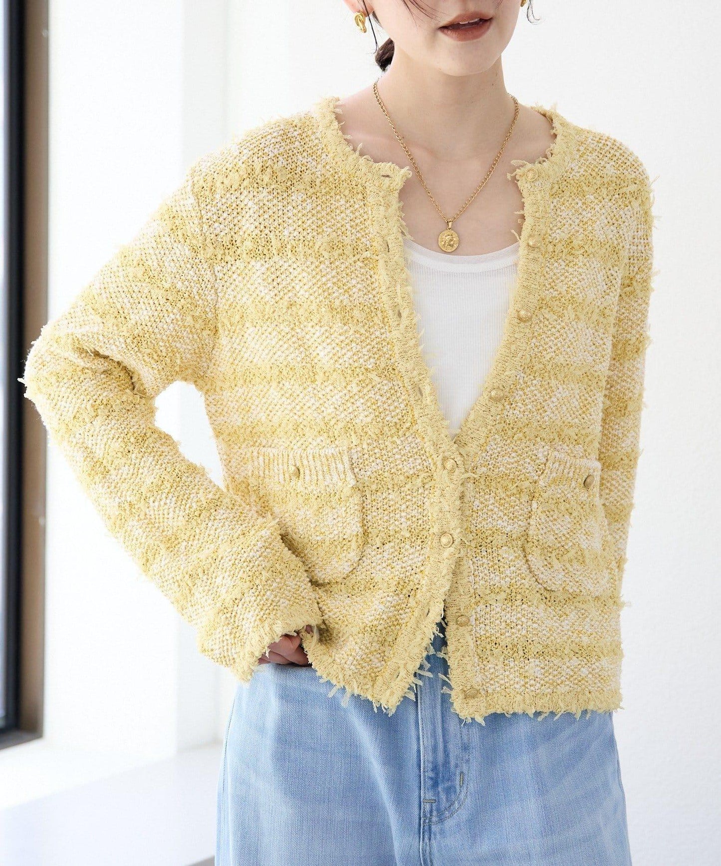 【優雅感】粗花呢短款開衫