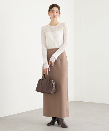 【層疊風袖口】透視袖口羅紋針織衫