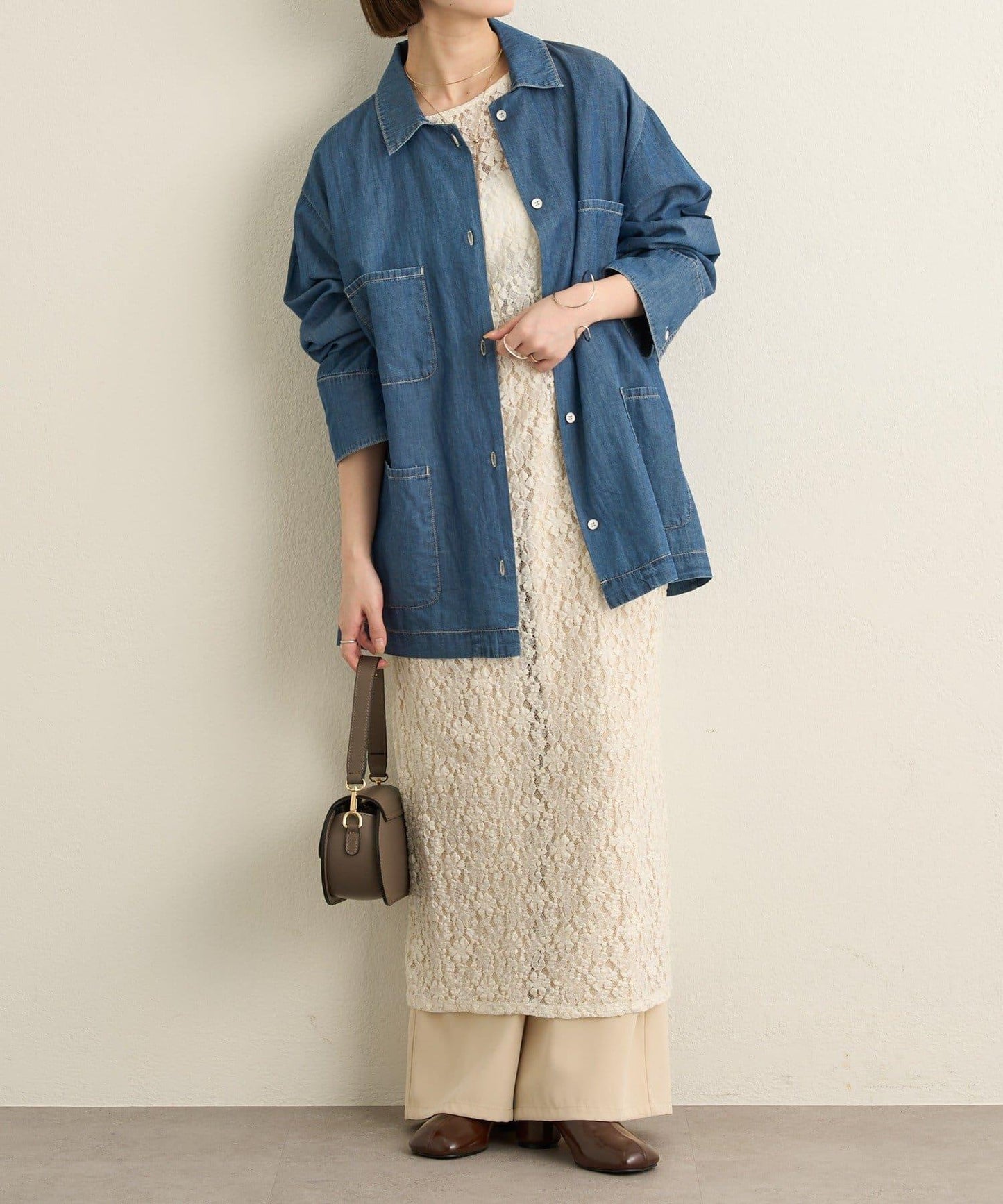 透視牛仔工裝外套