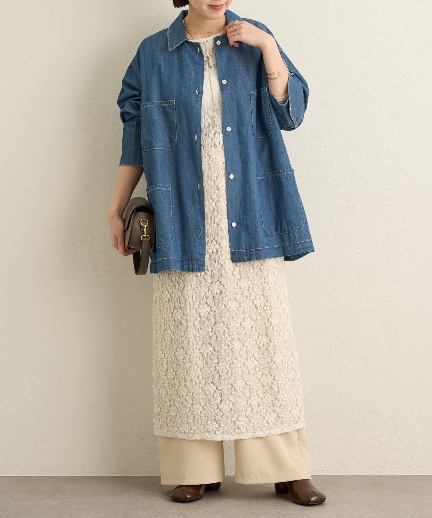 透視牛仔工裝外套