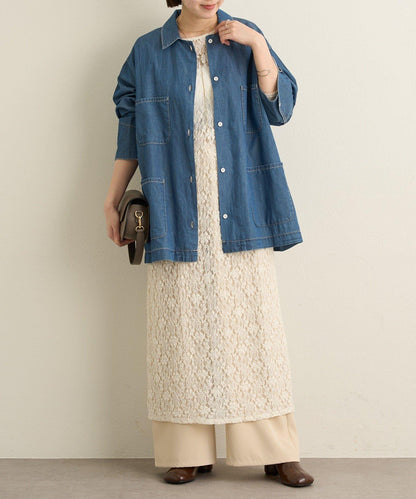 透視牛仔工裝外套