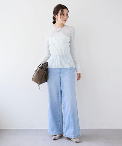 【層疊風袖口】透視袖口羅紋針織衫