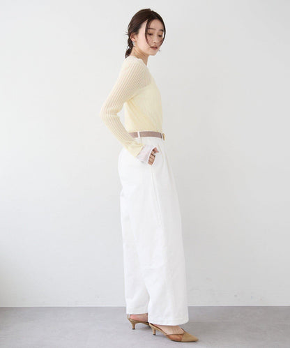 【層疊風袖口】透視袖口羅紋針織衫