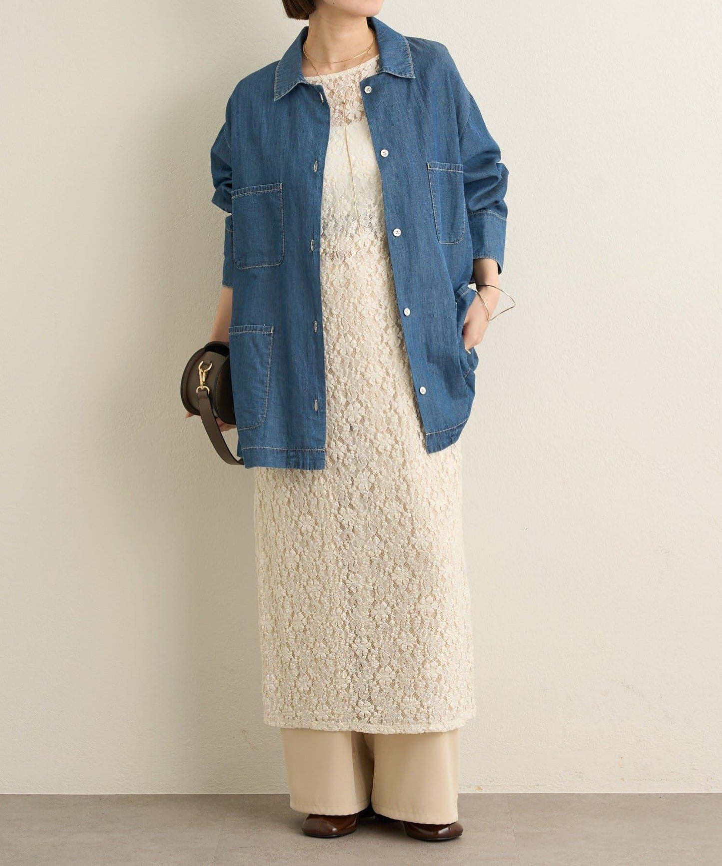 透視牛仔工裝外套