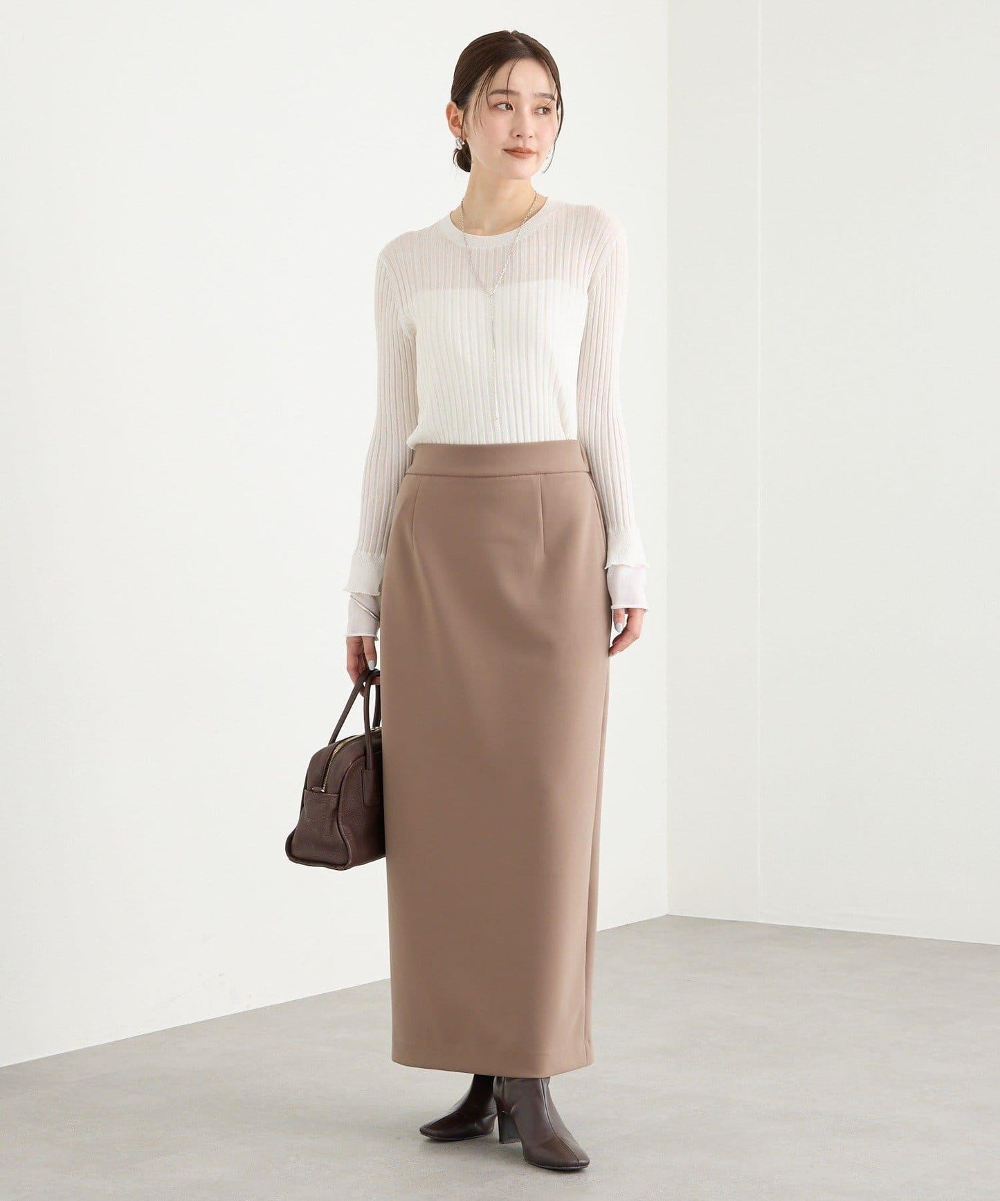 【層疊風袖口】透視袖口羅紋針織衫