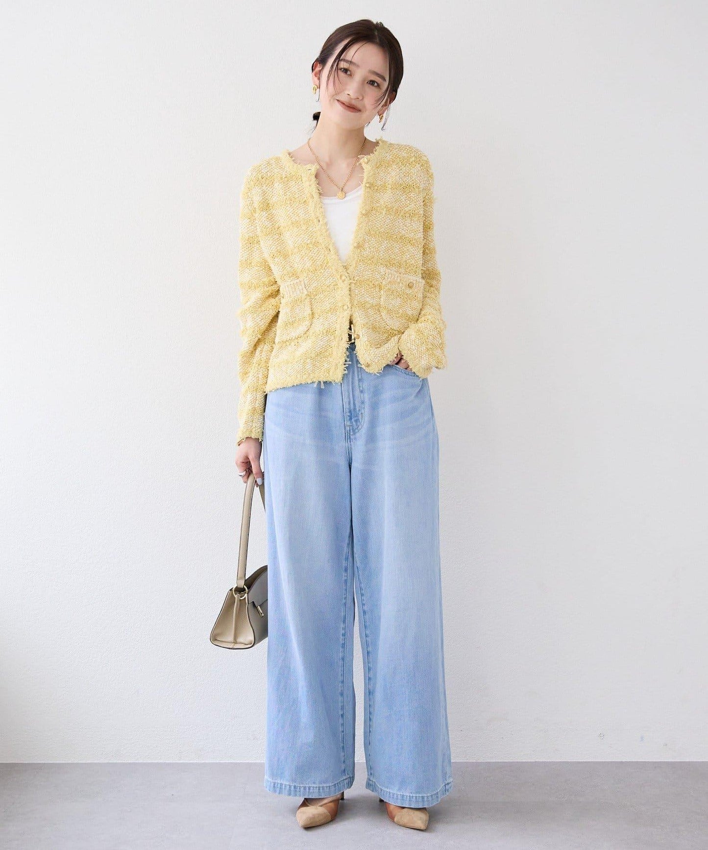 【優雅感】粗花呢短款開衫