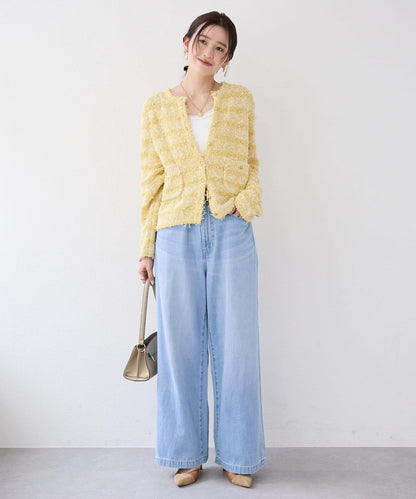 【優雅感】粗花呢短款開衫