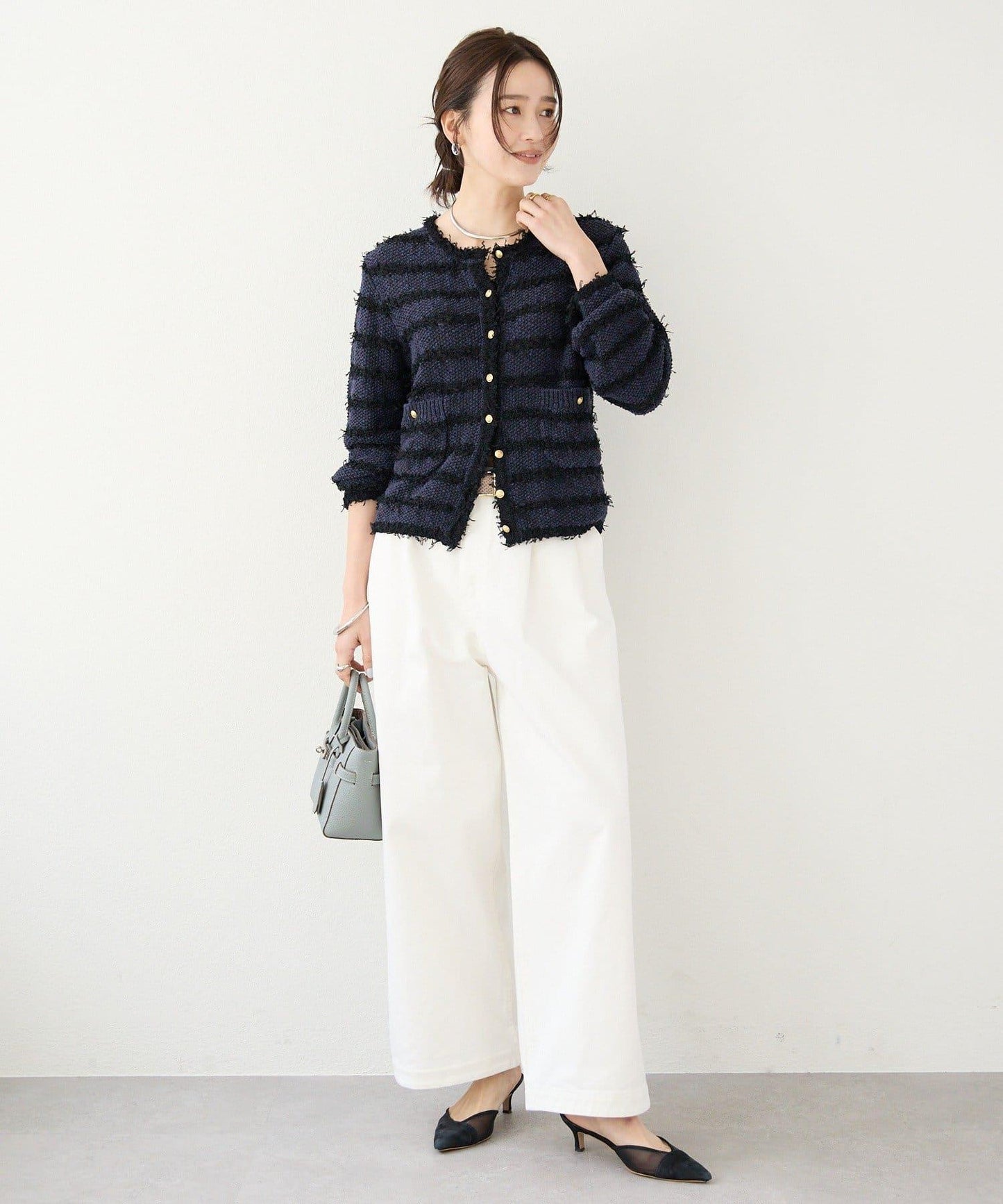 【優雅感】粗花呢短款開衫