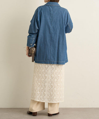 透視牛仔工裝外套