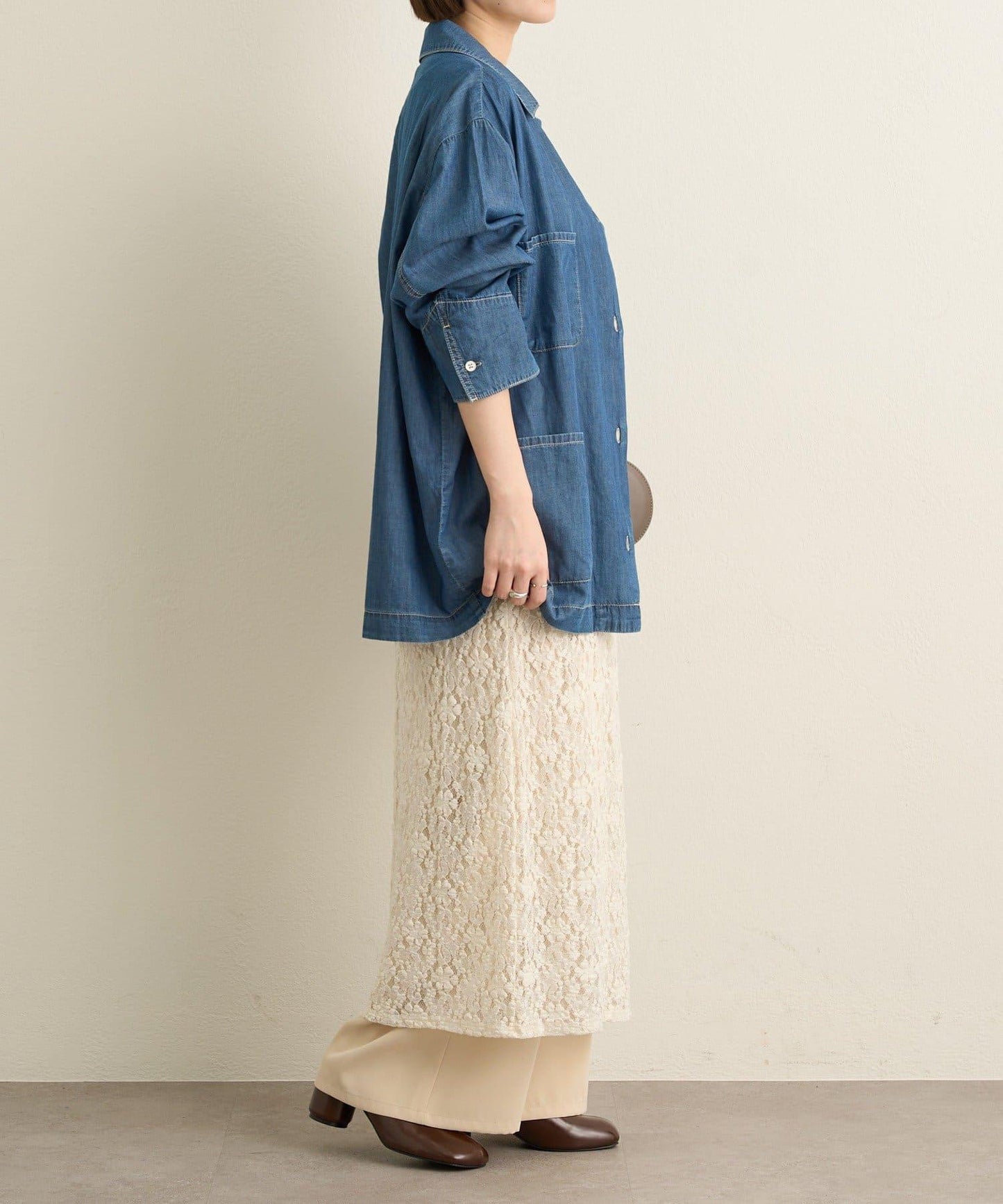 透視牛仔工裝外套