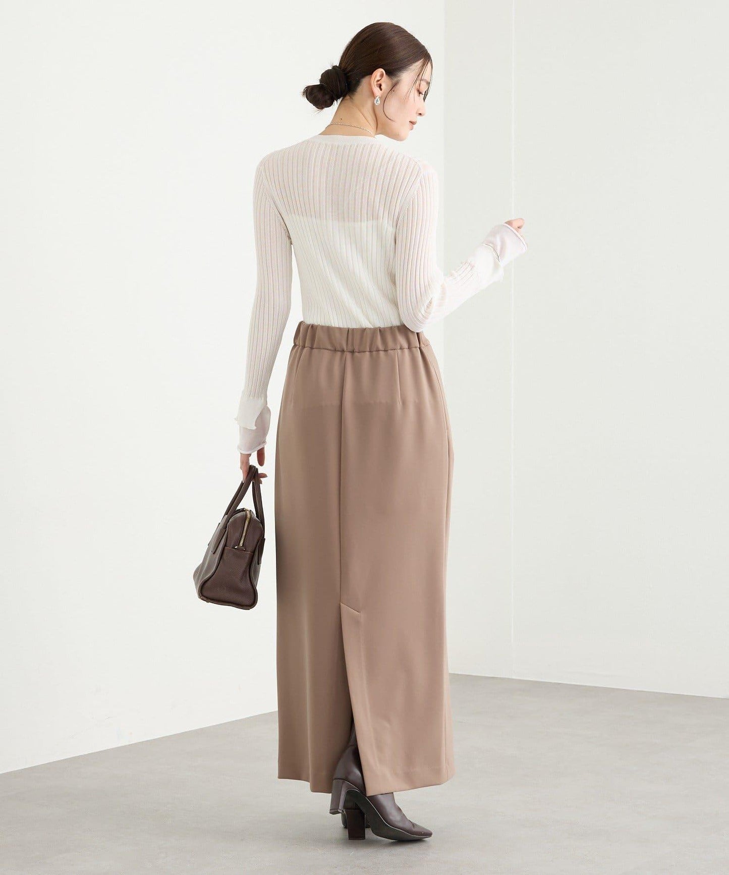 【層疊風袖口】透視袖口羅紋針織衫