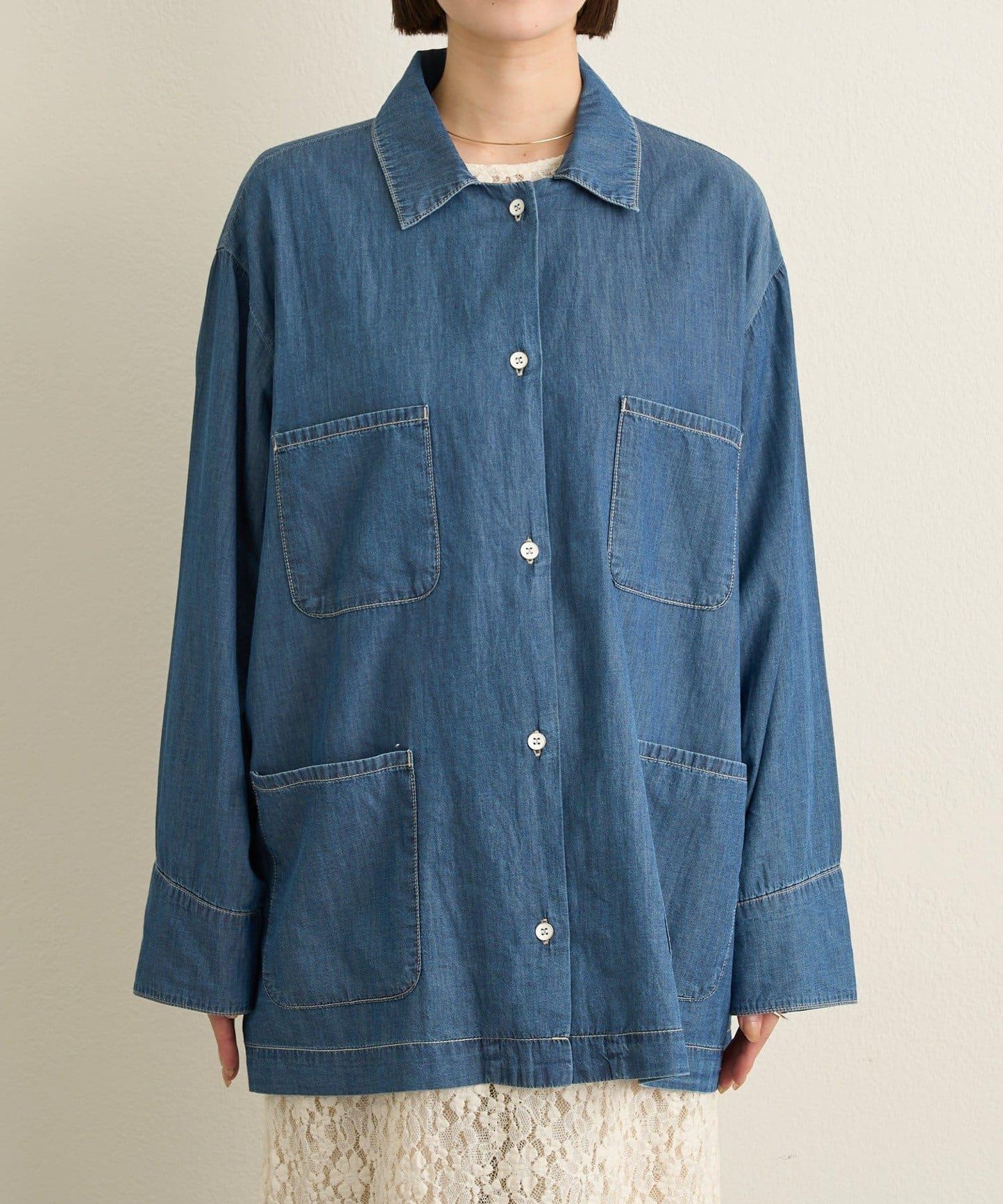 透視牛仔工裝外套