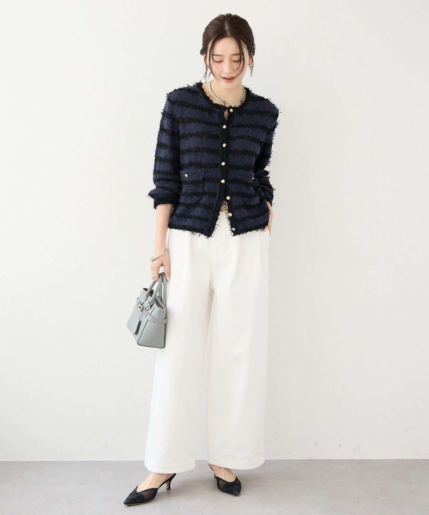 【優雅感】粗花呢短款開衫