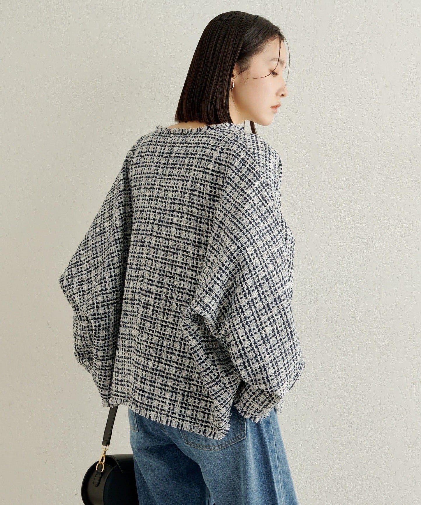 無領粗花呢夾克