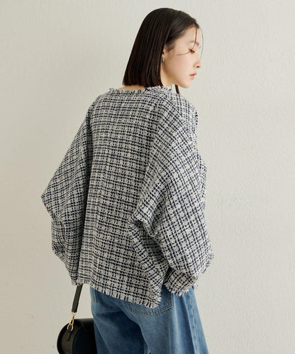 無領粗花呢夾克