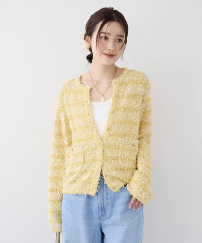 【優雅感】粗花呢短款開衫