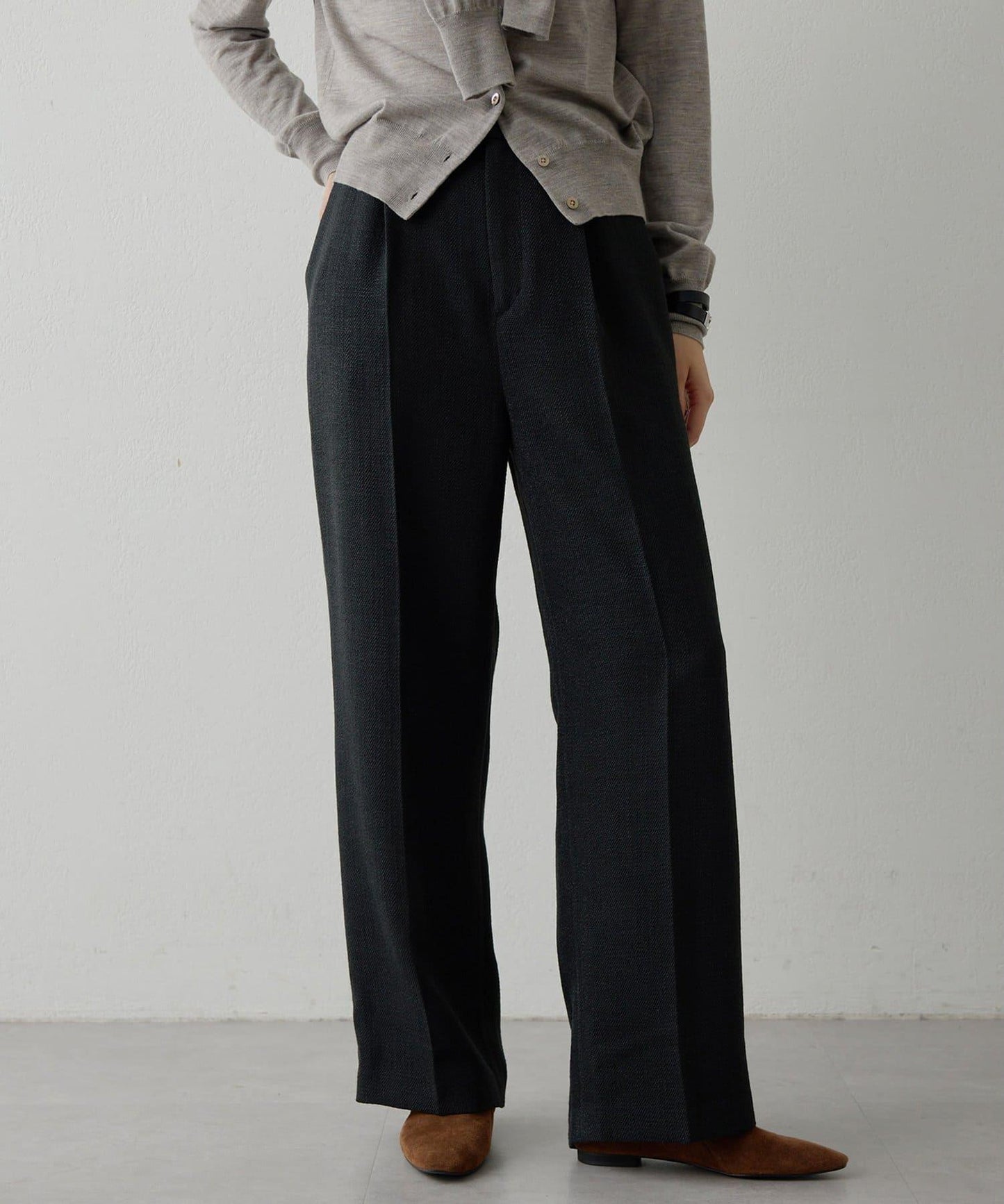 【THE PAUSE】斜紋褶皺長褲