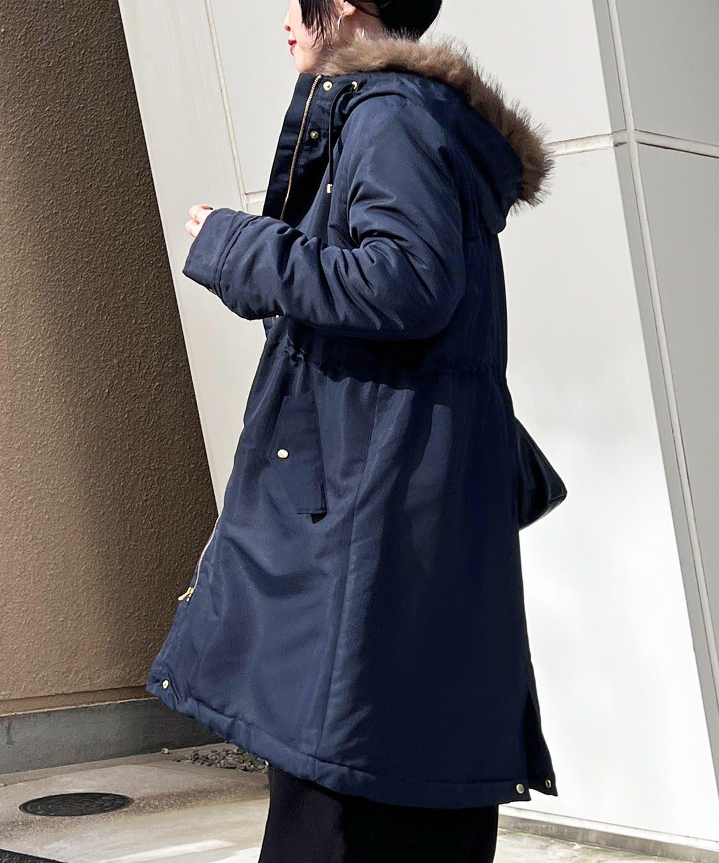 可拆卸毛領大衣