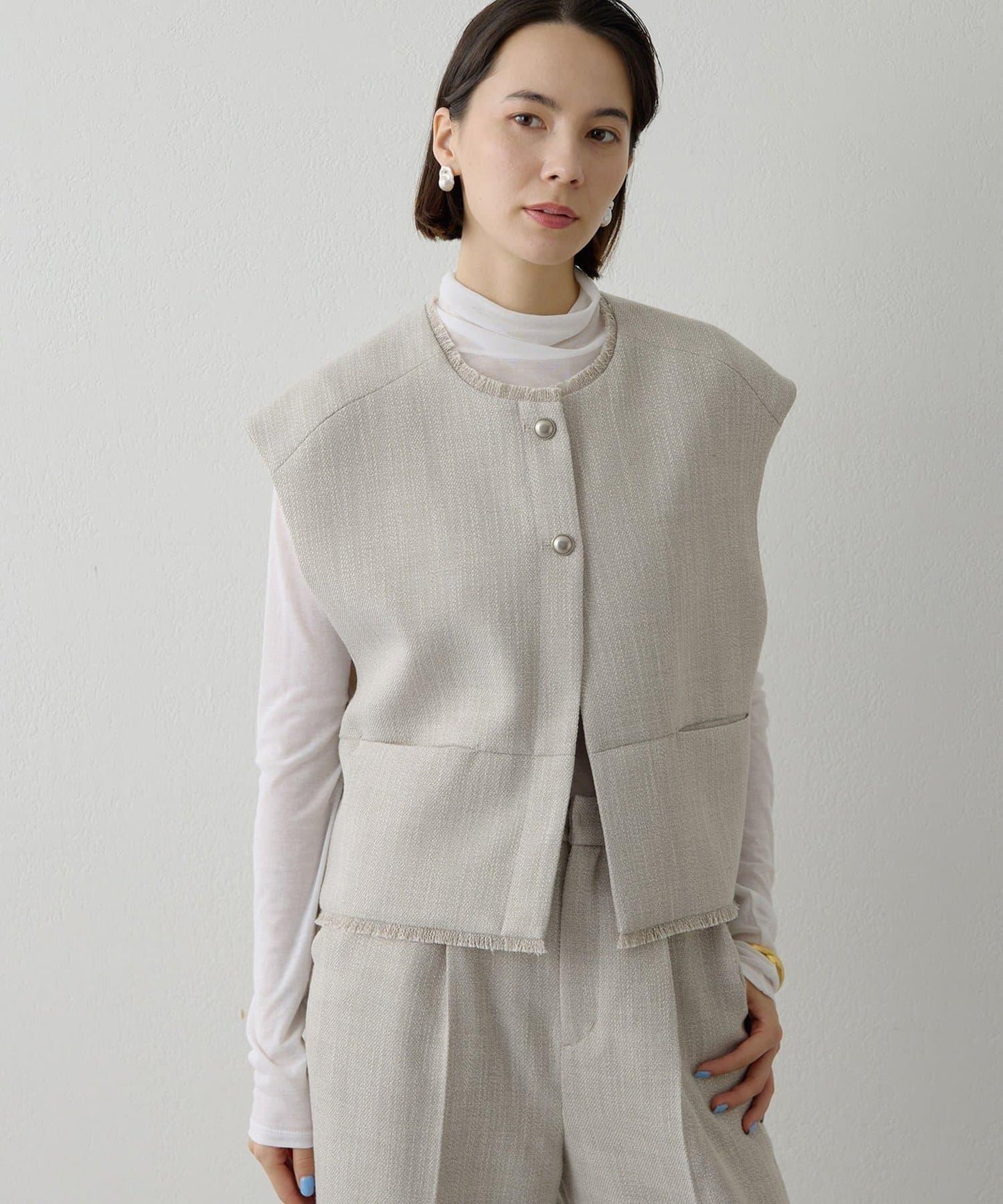 【THE PAUSE】花呢短款馬甲