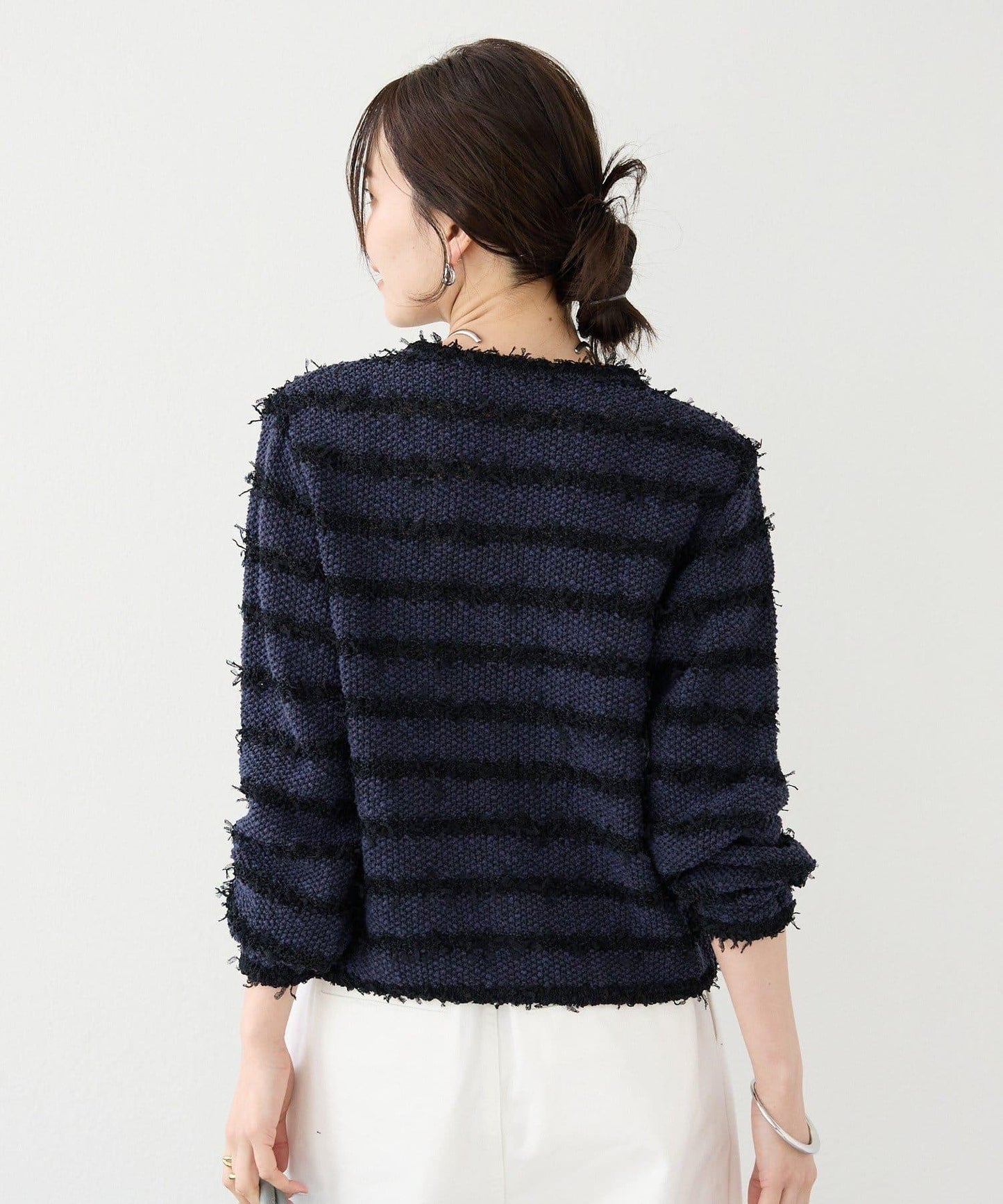 【優雅感】粗花呢短款開衫